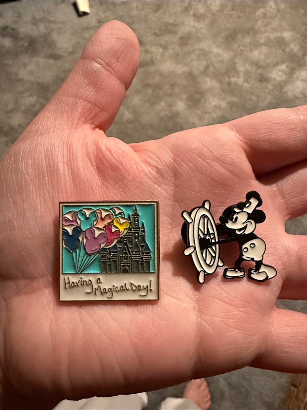 Disney Castle & Mickey Steamboat Enamel Pin Duo - Teal, Black, Multicolor